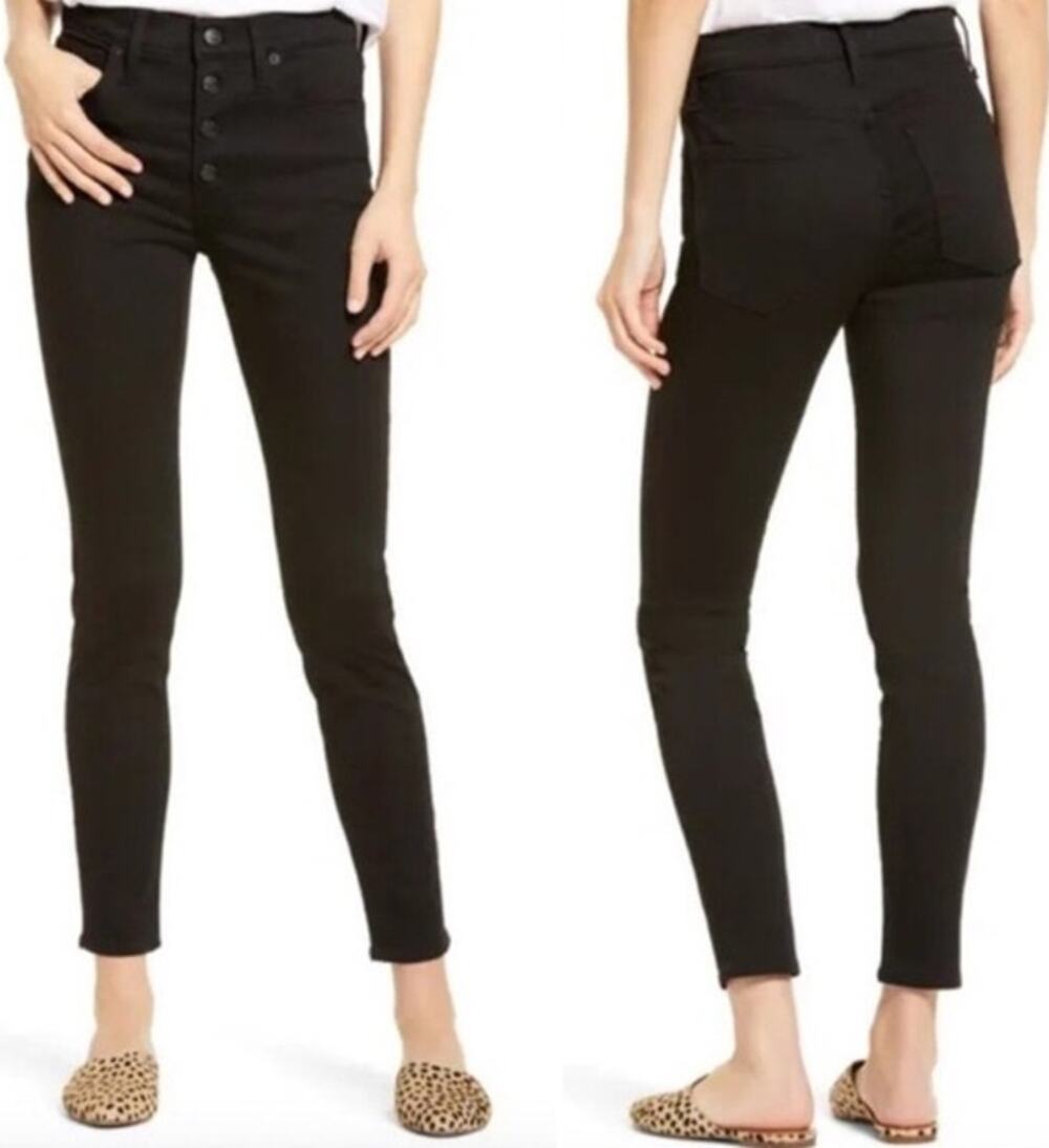 Madewell 9" Mid-Rise Skinny Jeans Button-Through 5-Pockets Berkeley Black 31x28